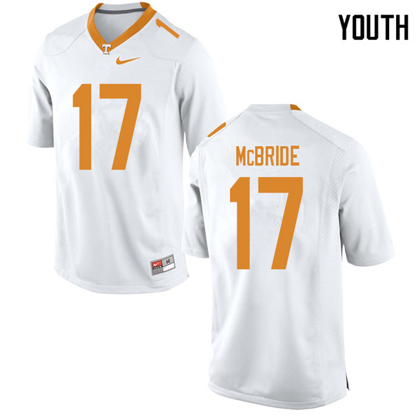Youth #17 Will McBride Tennessee Volunteers College Football Jerseys Sale-White - Click Image to Close